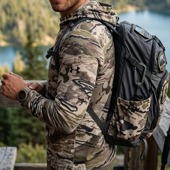 Under Armour Threadborne HeatGear Hoodie Shirt Ridge Reaper Camo Hunting Outdoor - Picture 5 of 5